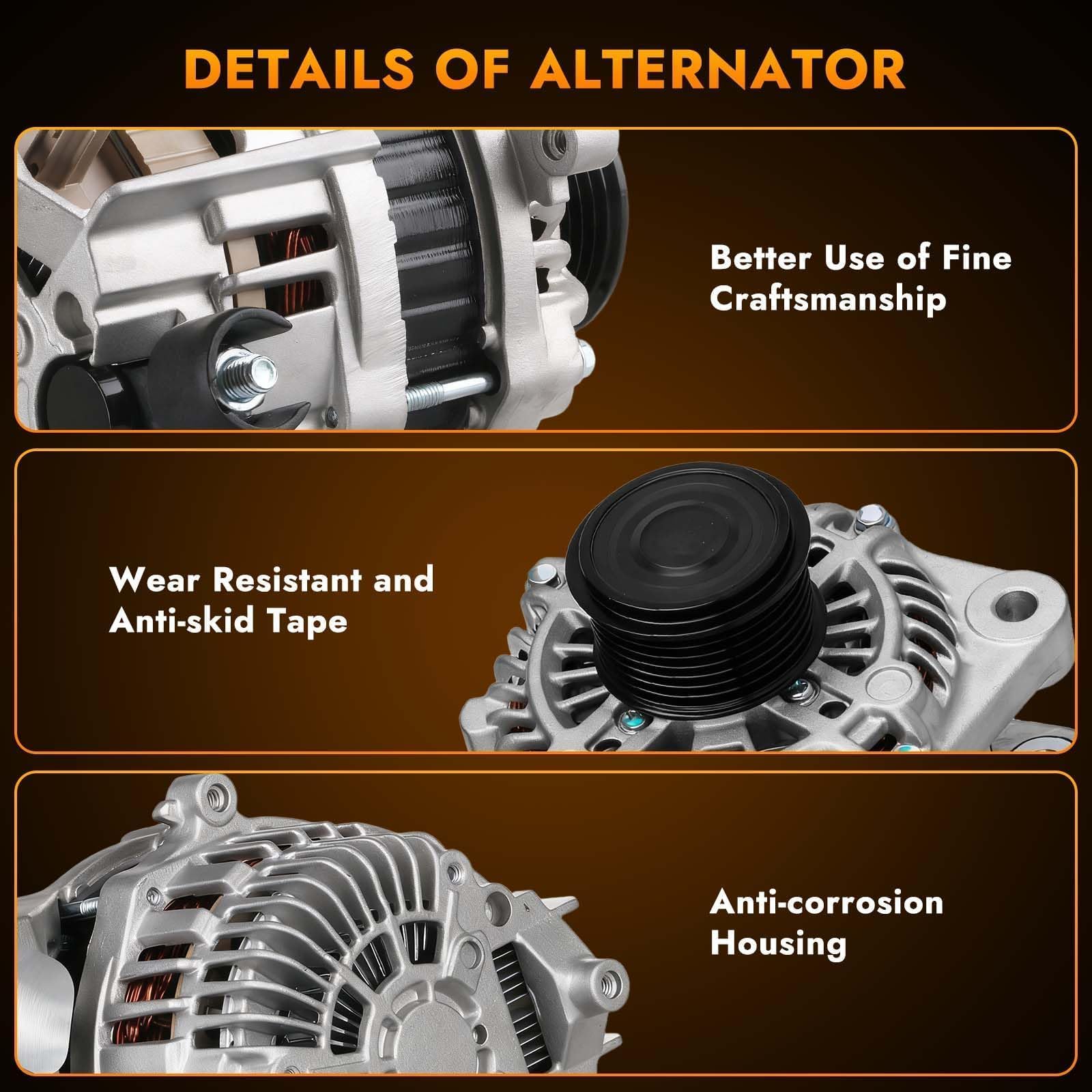 DynaVim Parts alternator installed in Accord engine bay showing direct-fit convenience