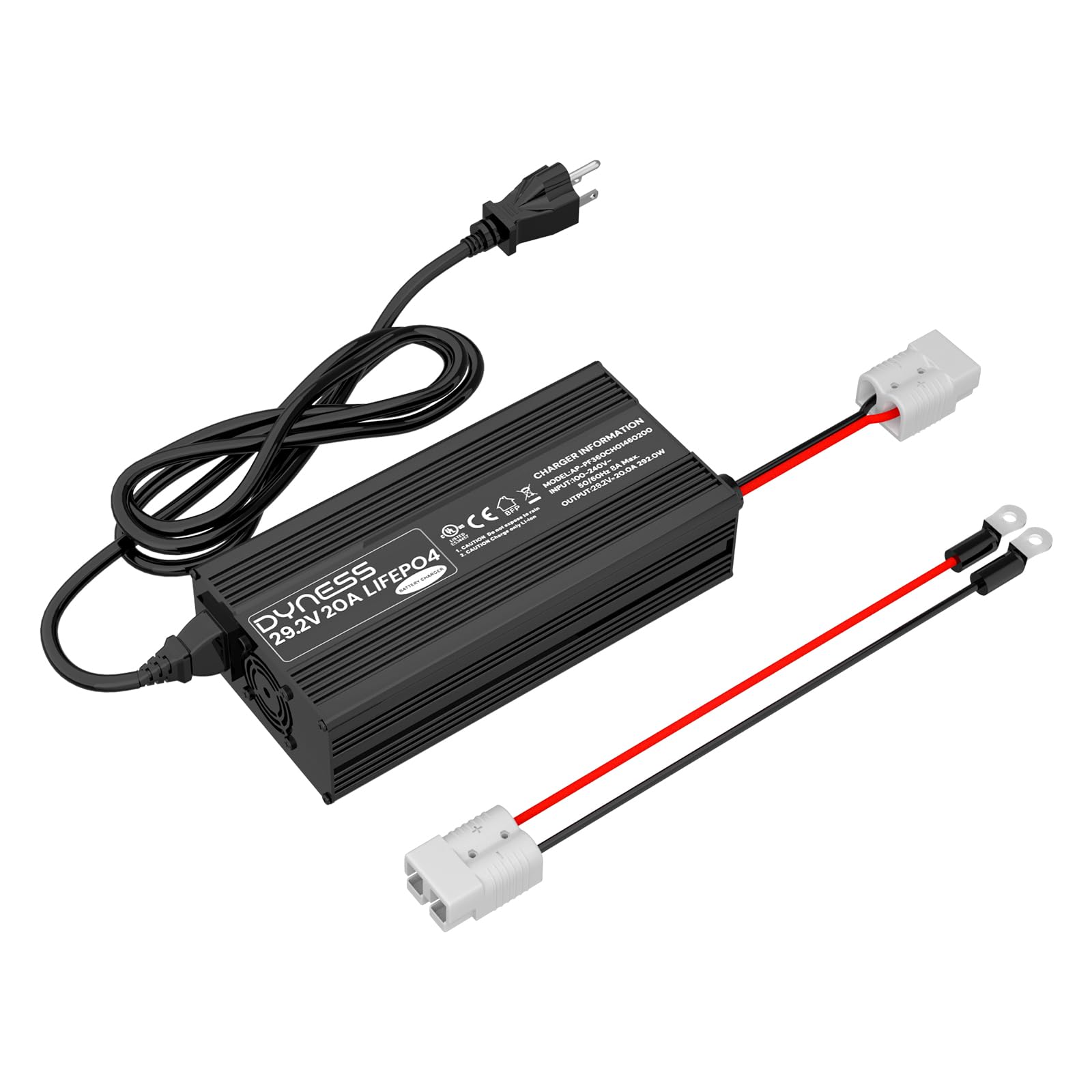 Dyness charger front view showing ports and compact design for easy storage