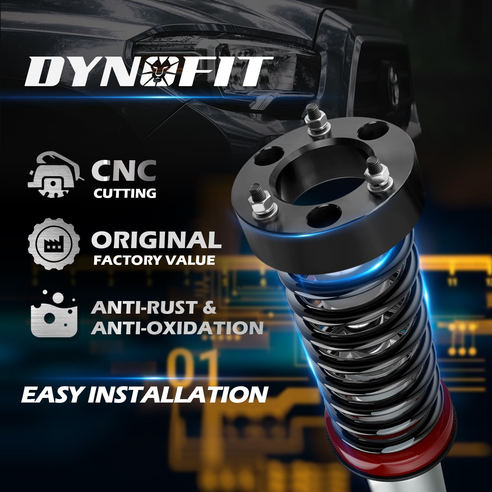 dynofit billet aluminum spacer close-up showing precision CNC machining