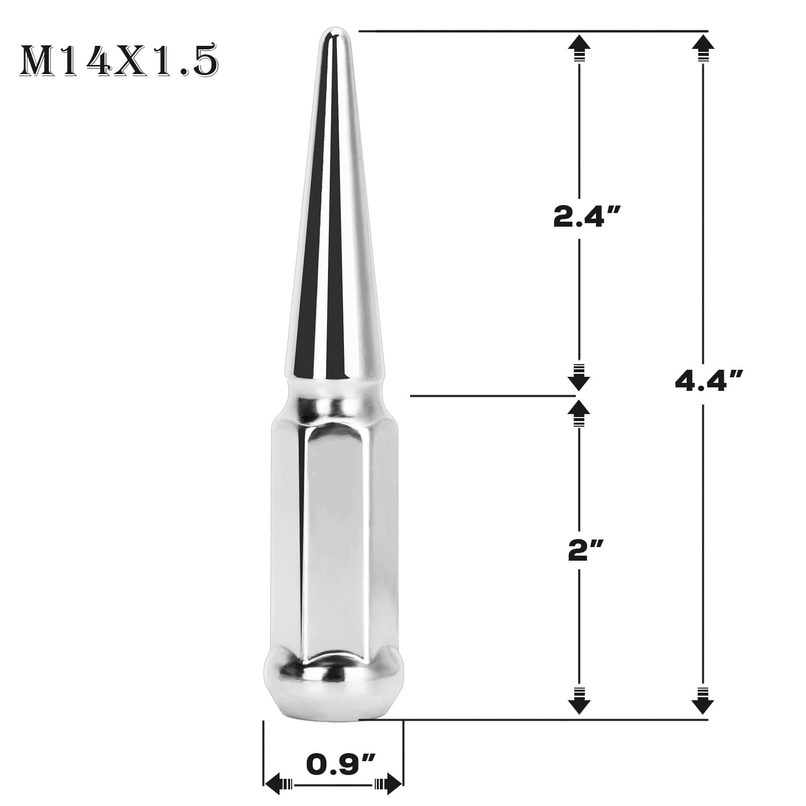 dynofit close-up of lug nut threads and spike tip highlighting precision and strength