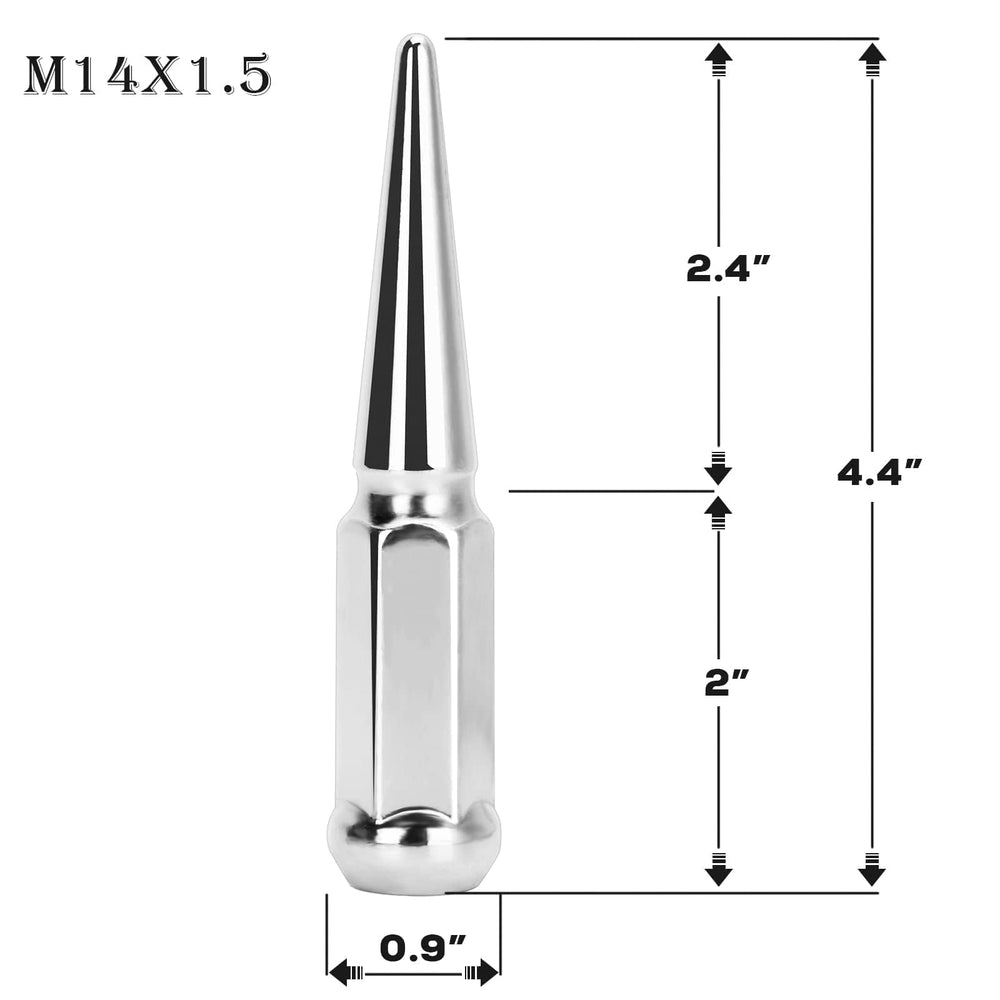 dynofit close-up of lug nut threads and spike tip highlighting precision and strength