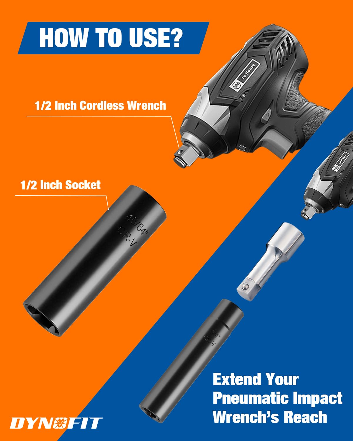 dynofit extension bar detail enabling access to recessed lug nuts
