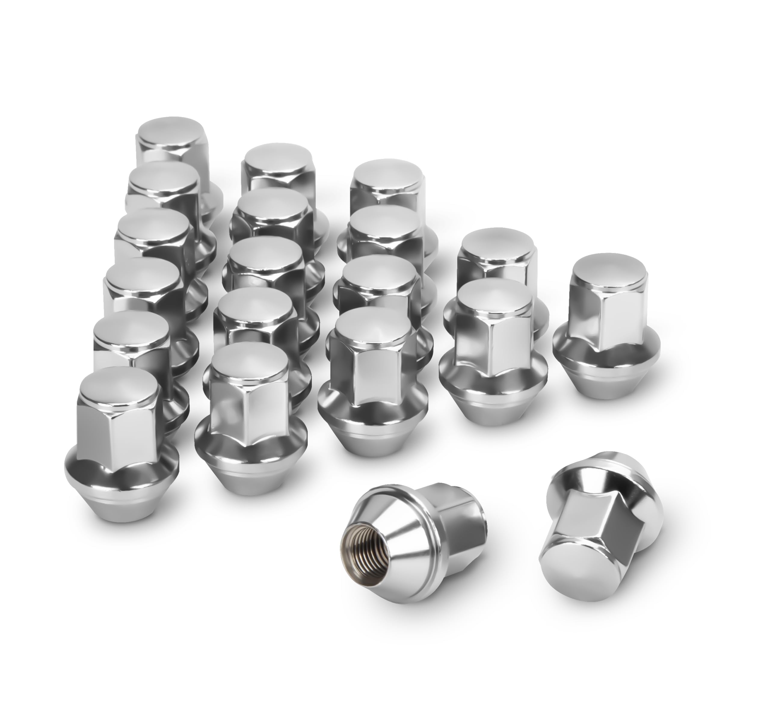 dynofit front packaging showing 20 chrome lug nuts and clear fit information