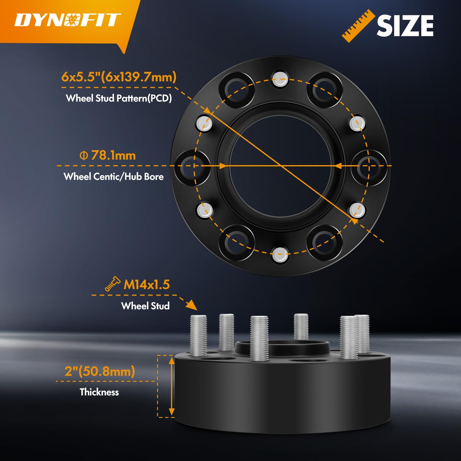 dynofit close-up of 78.1mm hub bore for hub-centric vibration control