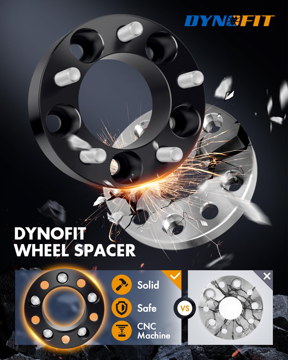 dynofit hub bore closeup showing 80.5mm fit for precise centering
