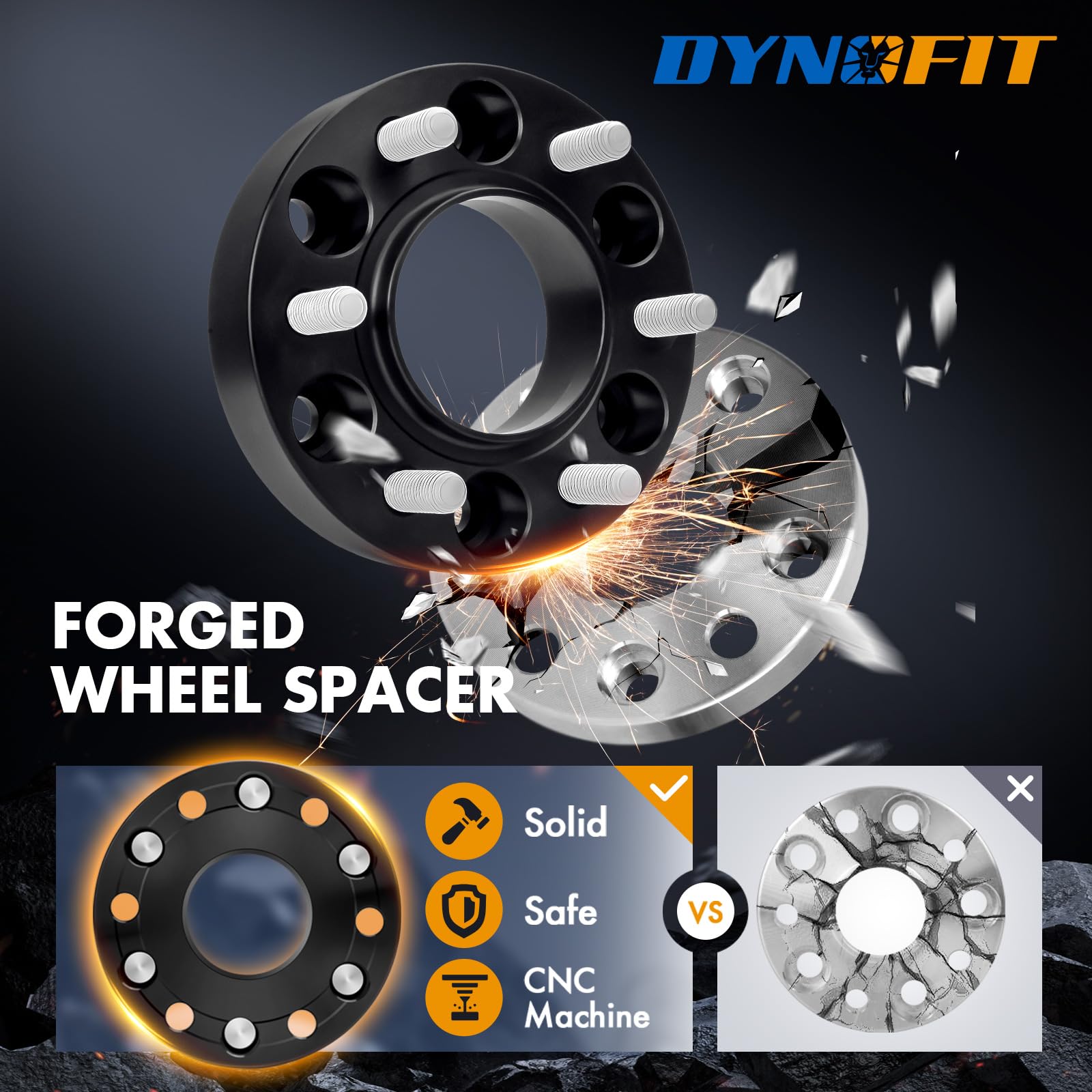 dynofit hub-centric bore alignment view illustrating 87.1mm fit for vibration-free driving benefit