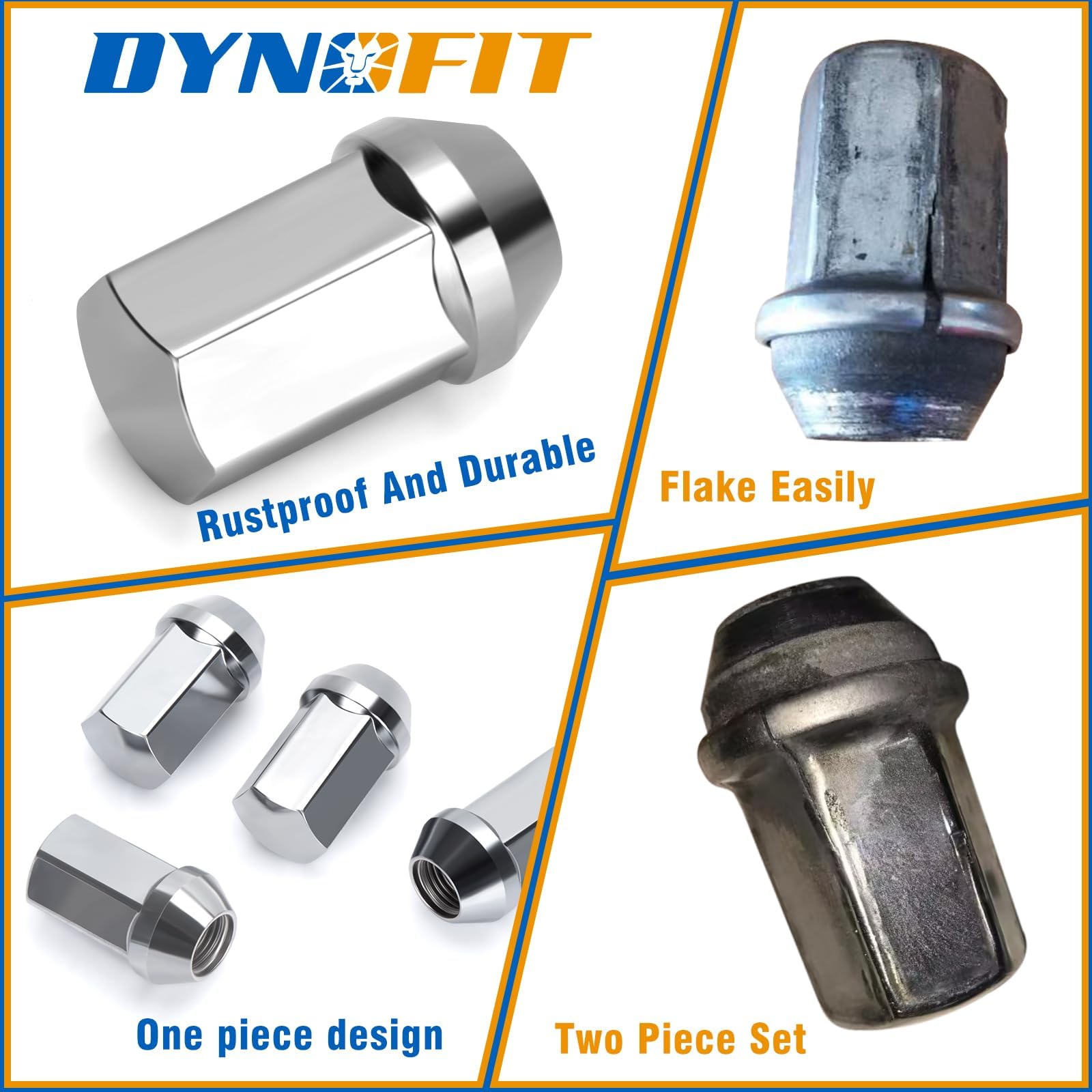 dynofit lug nut in hand for size scale and confidence in fit