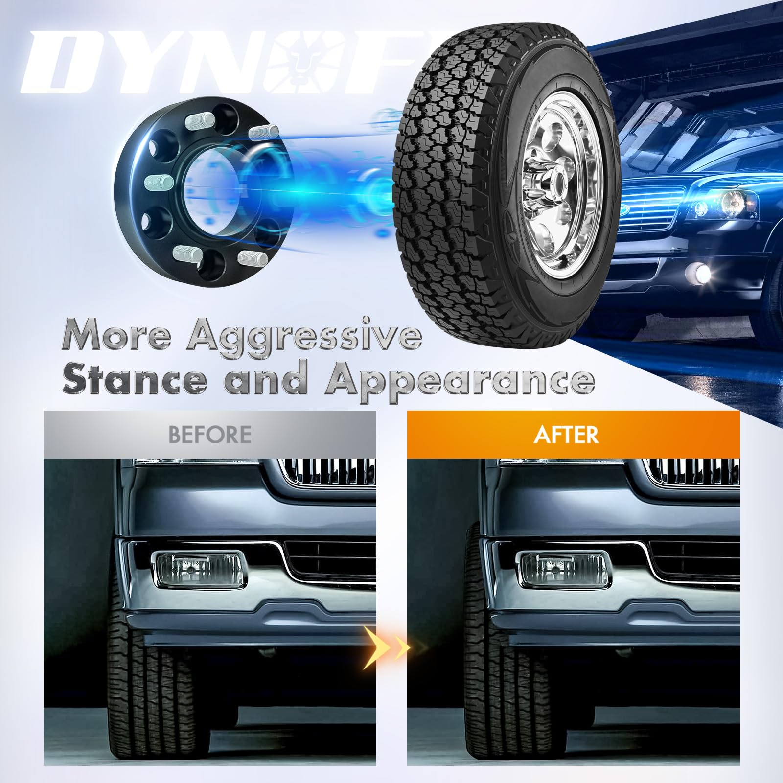 dynofit lifestyle truck wide stance shot showcasing aggressive look and handling benefit