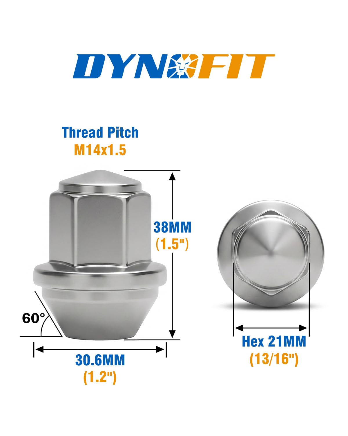 dynofit close-up of lug nut threads showing clean pitch for reliable fit