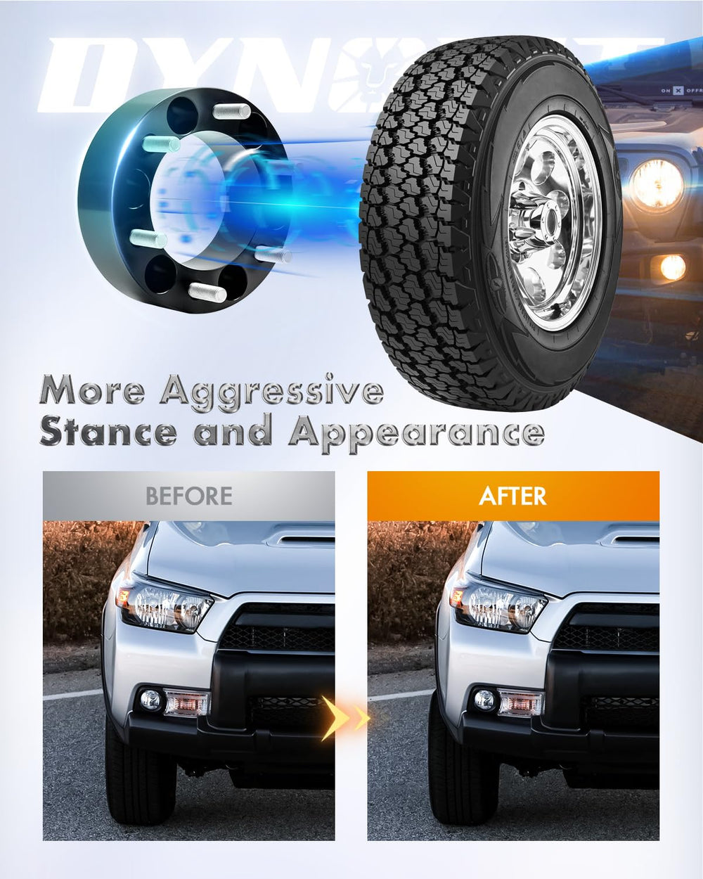 dynofit packaging with four spacers and 24 lug nuts for complete kit