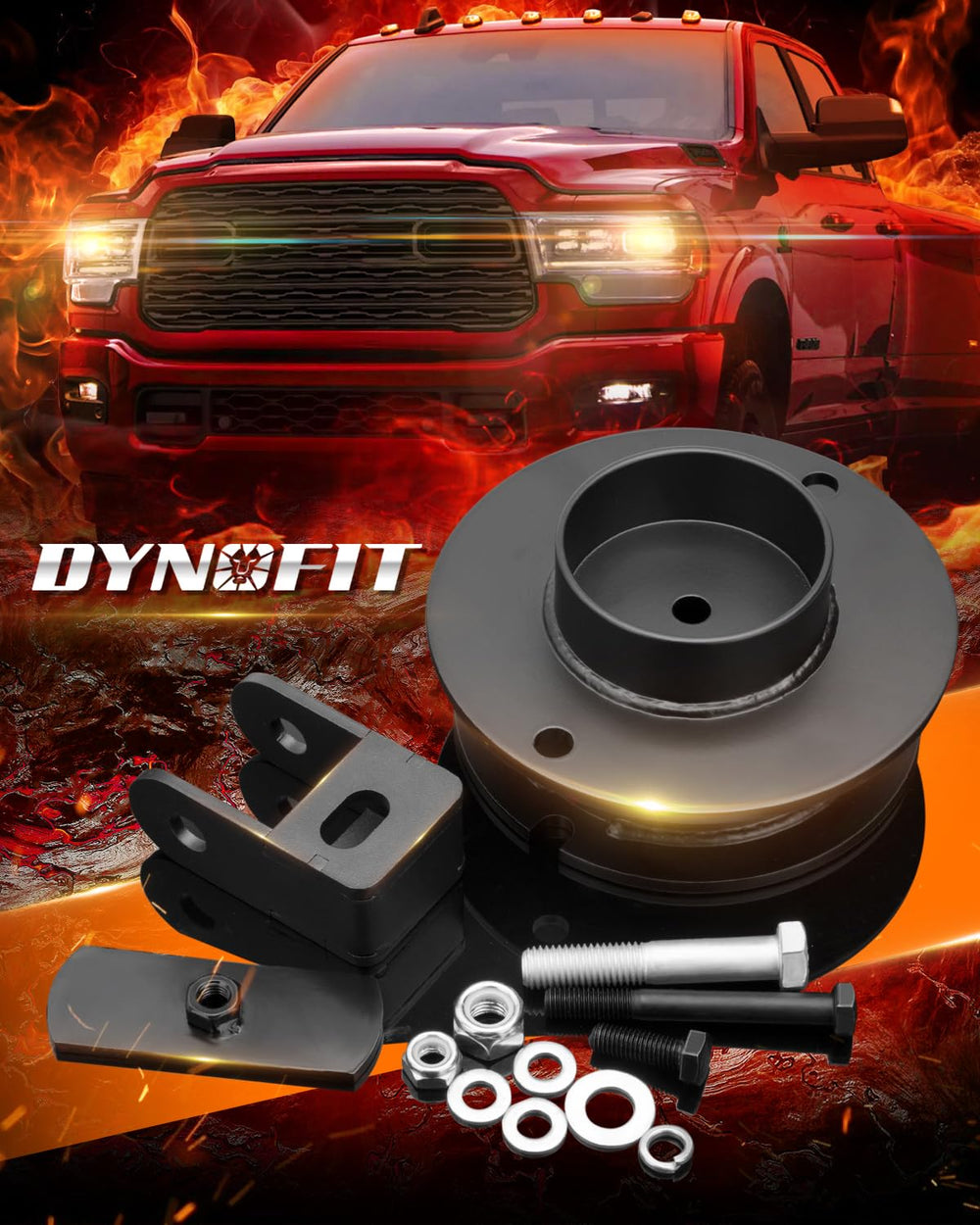 dynofit ride height comparison scale showing three inch lift and tire fitment benefit