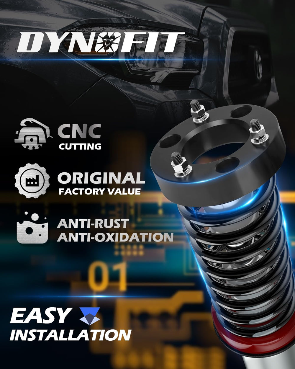 dynofit forged spacer close-up highlighting precision machining and strength