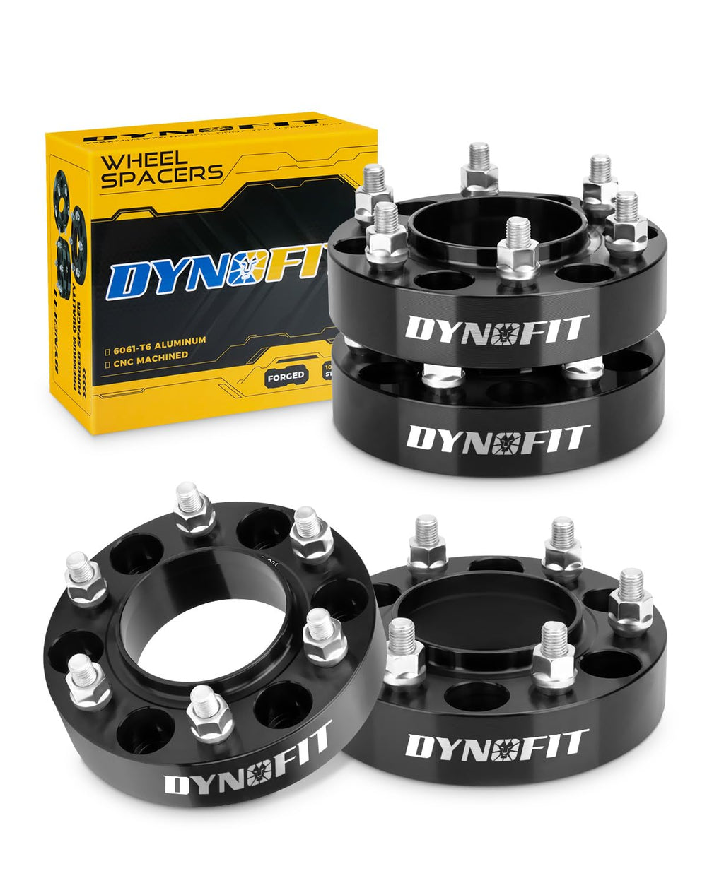 dynofit front view of forged 1.5-inch spacer showing hub bore and bolt pattern benefit