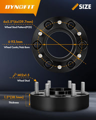 dynofit side profile of spacer shows 1.5 inch thickness for added wheel clearance benefit