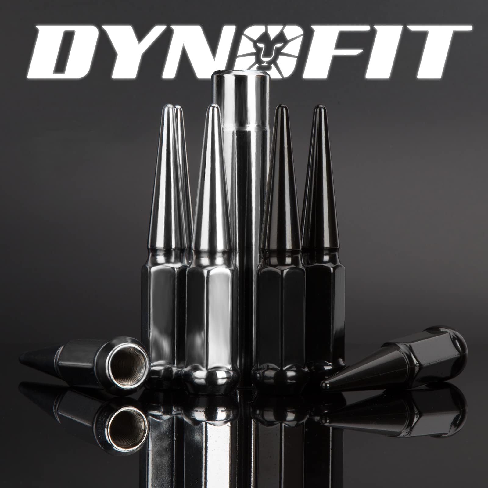 dynofit lug nuts on a parked truck showing durable style for everyday use