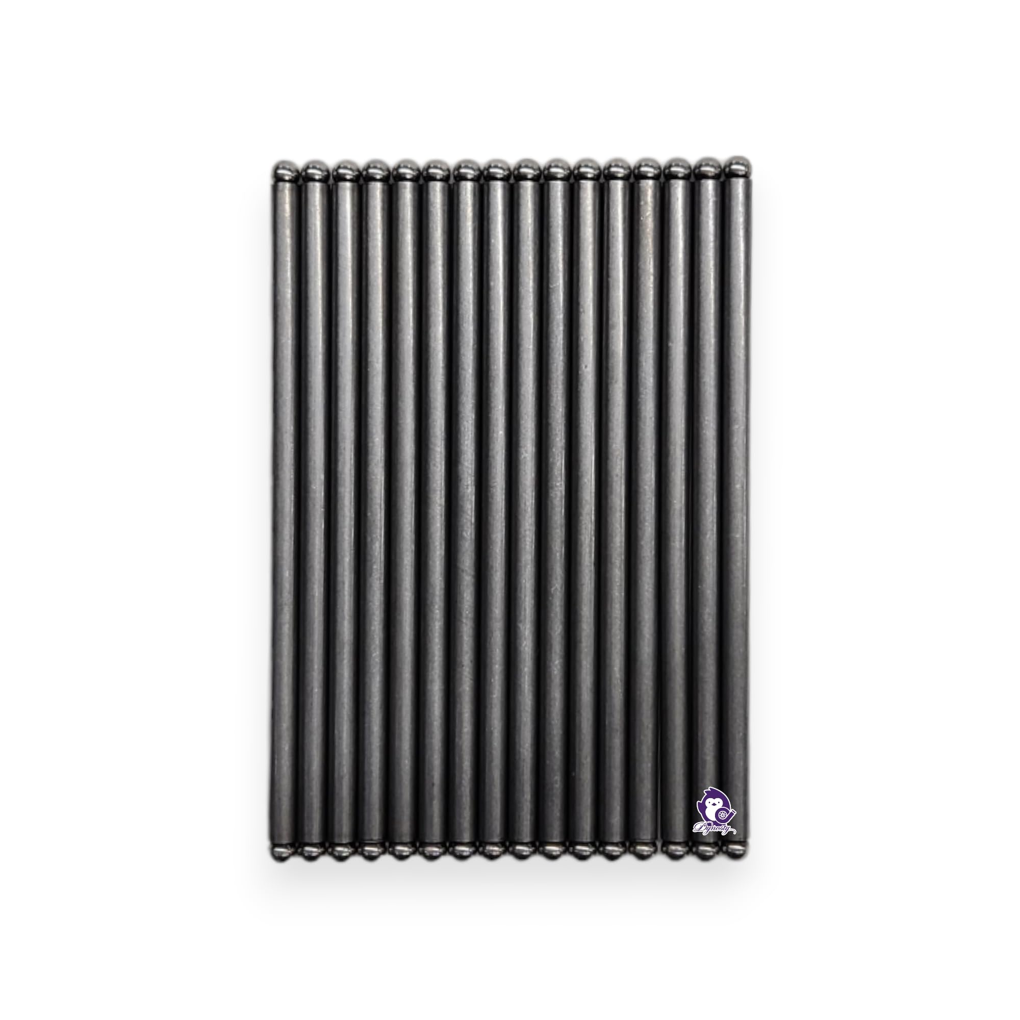Dynosty BTR pushrods beside ruler showing 7.400 inch length accuracy