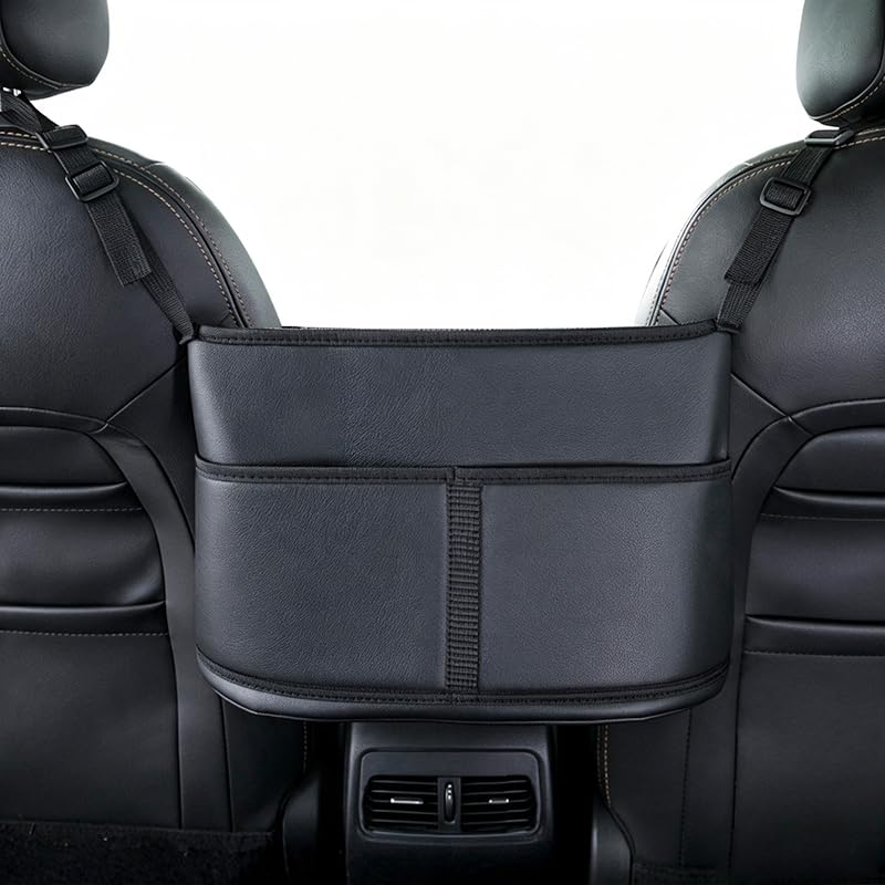 DYPZMNS front view between seats showing organized storage and easy access
