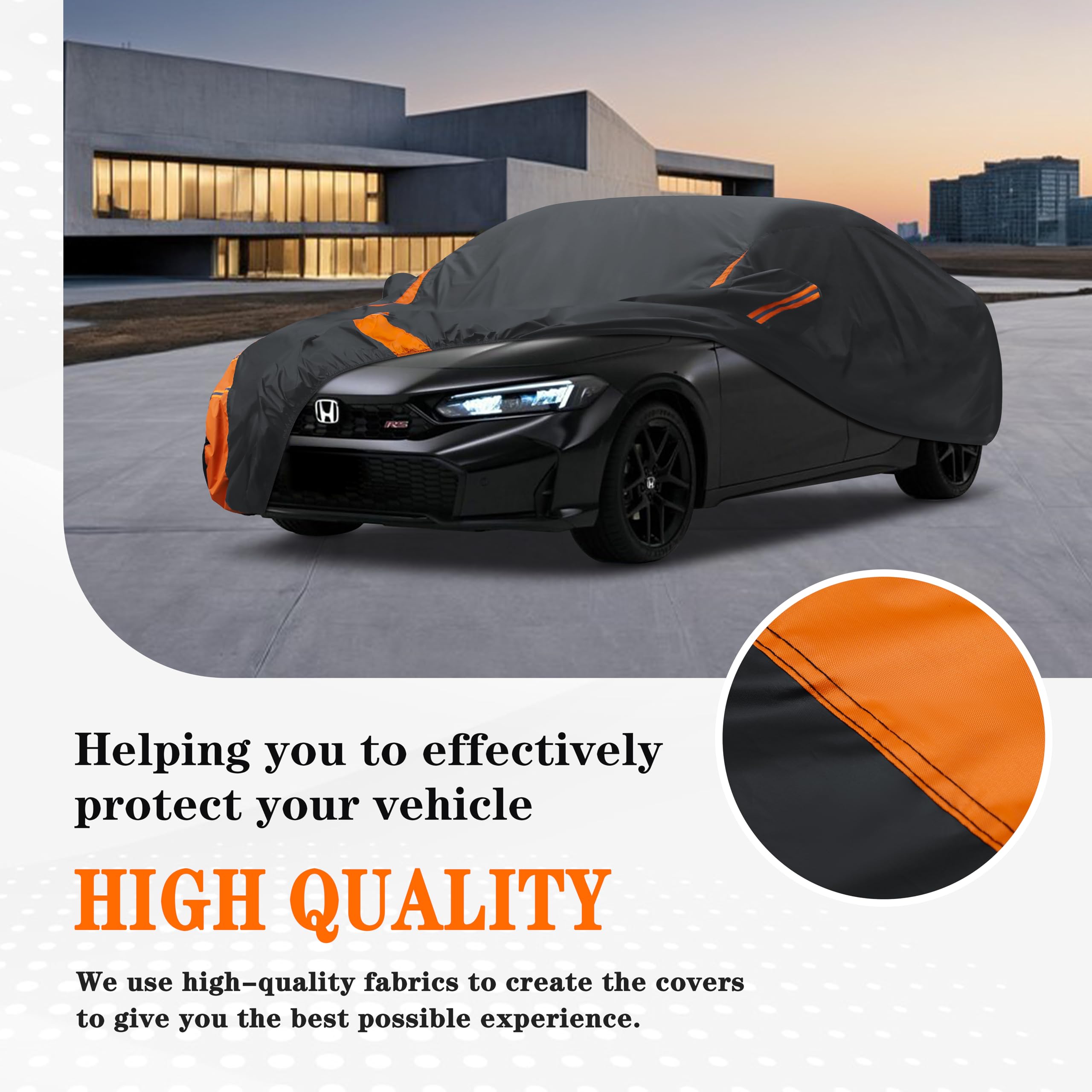 DYTARGET full A3 cover fitted on a sedan protecting paint from elements