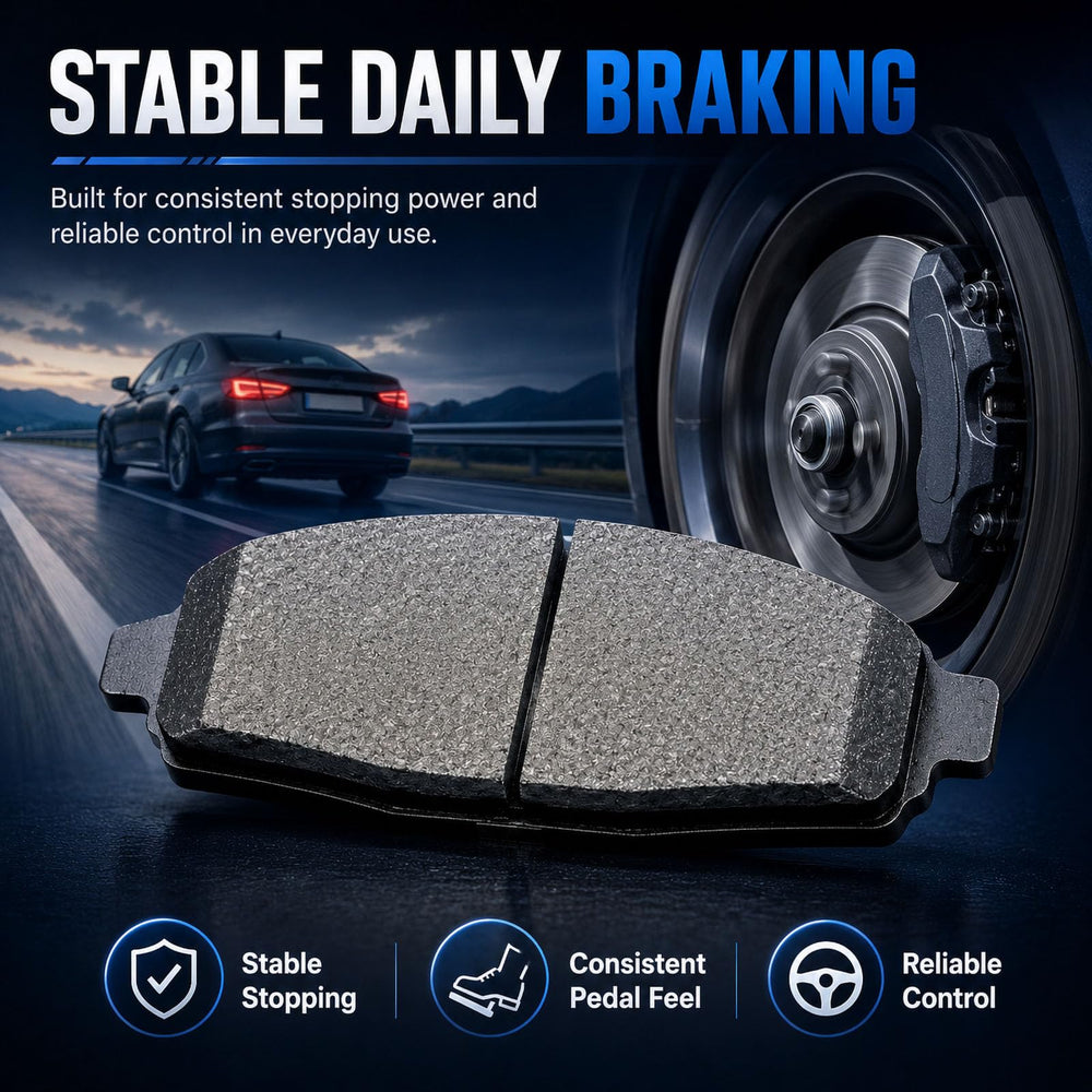 DYZJKWJW brake pad set in garage during install showing DIY-friendly benefit