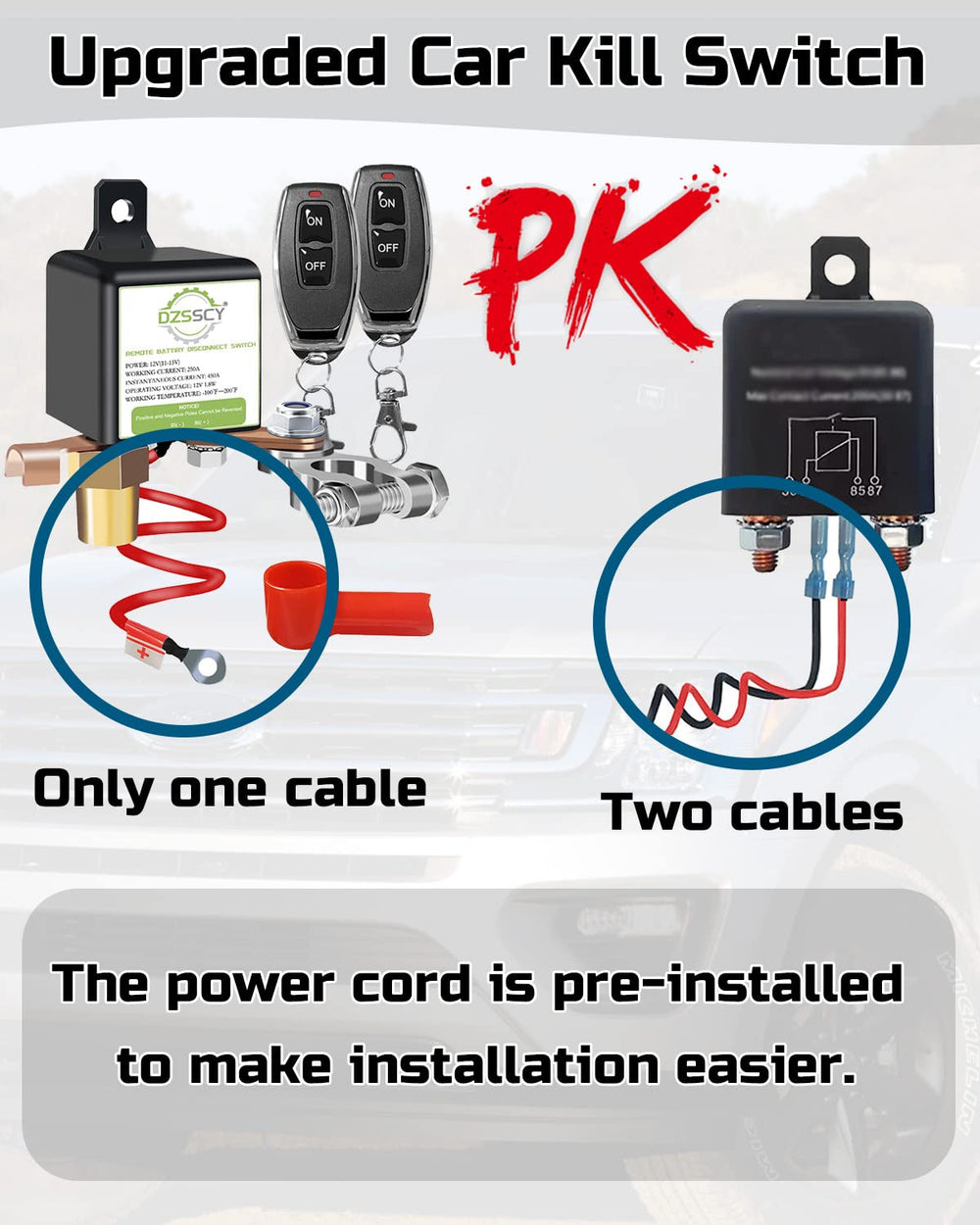 DZSSCY remote fob and keychain for quick wireless battery disconnect convenience
