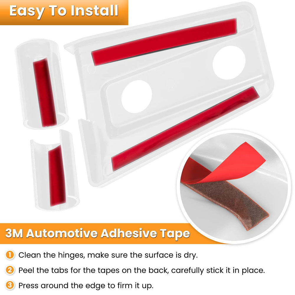 E-cowlboy 3M adhesive tab detail illustrating secure stick and easy no-drill installation