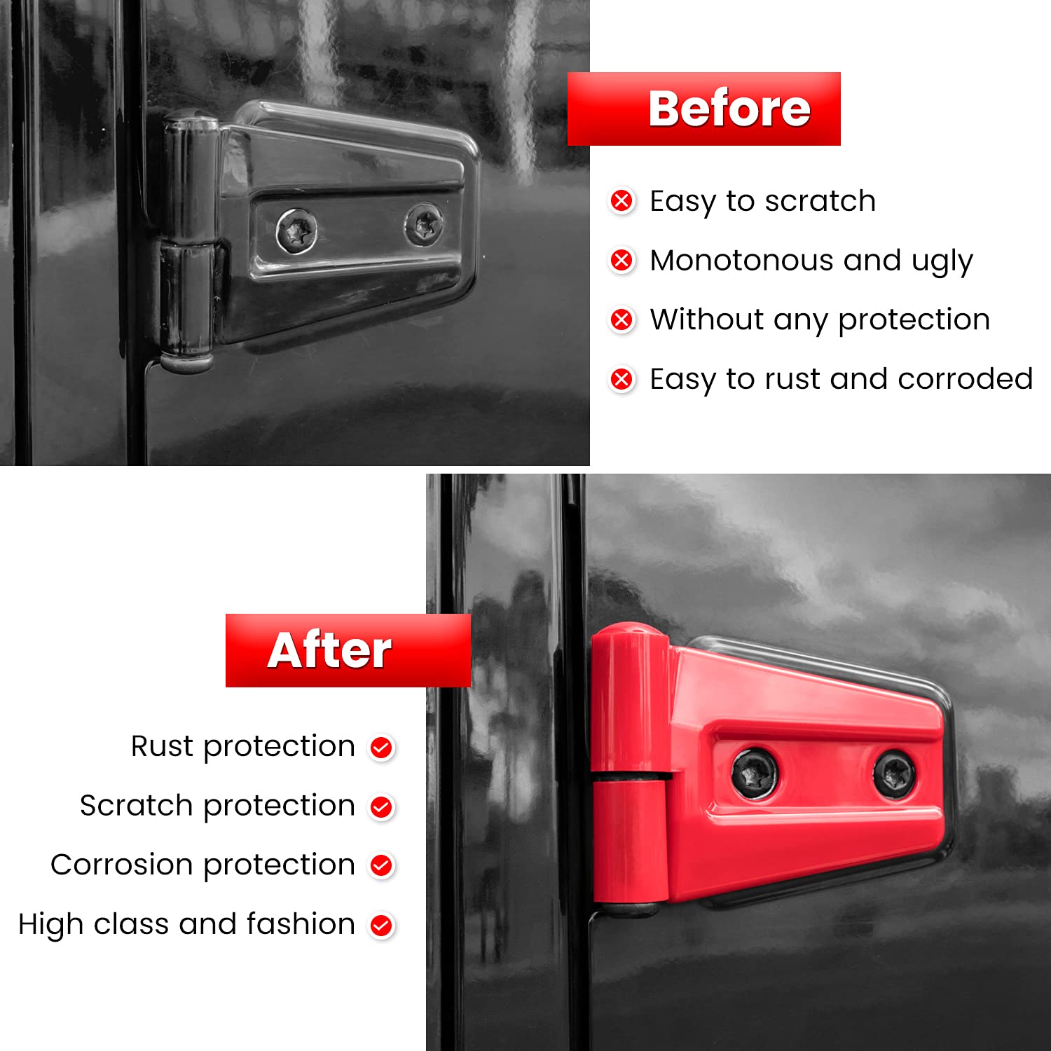 E-cowlboy adhesive tabs close-up showing easy no-drill install