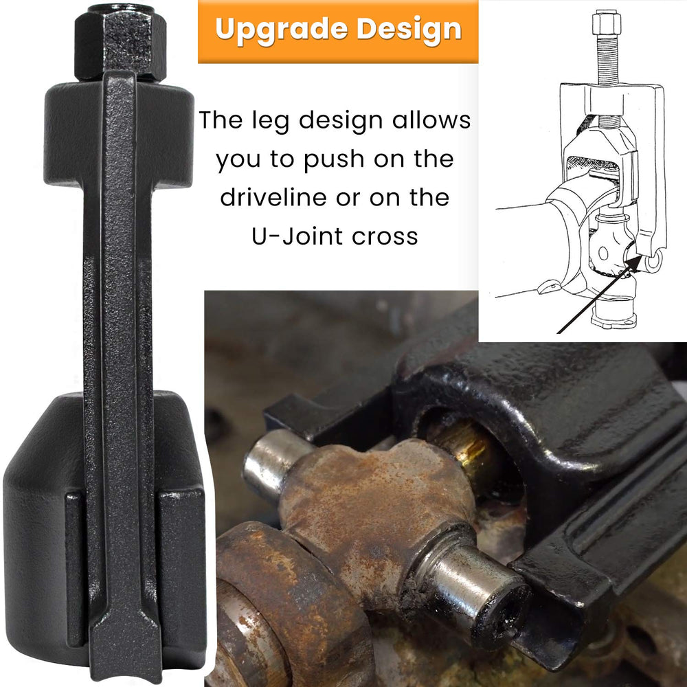 E-cowlboy tool removing bearing cup from truck driveshaft for faster repairs