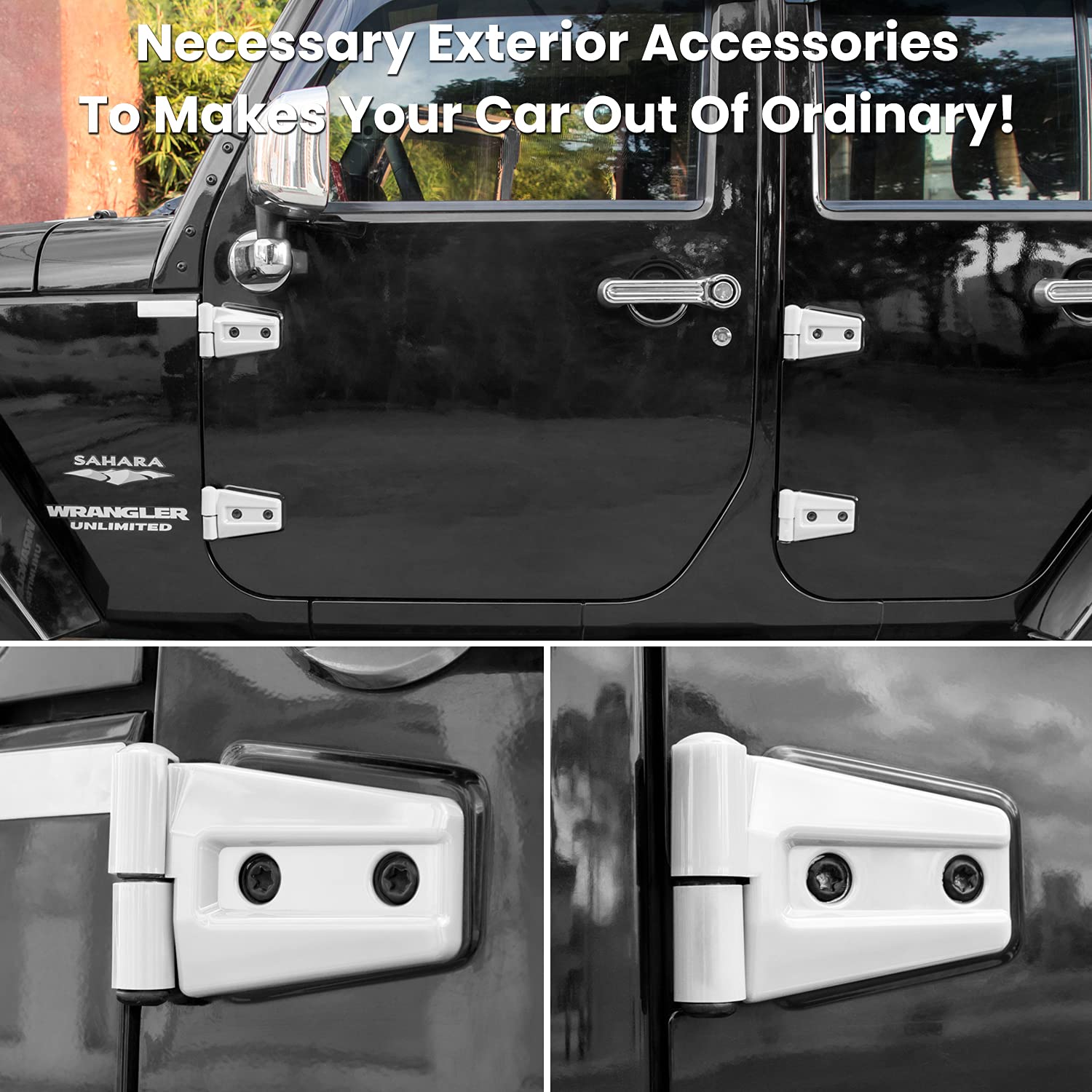 E-cowlboy installed on Jeep front hinge highlighting clean coverage and protection from scratches