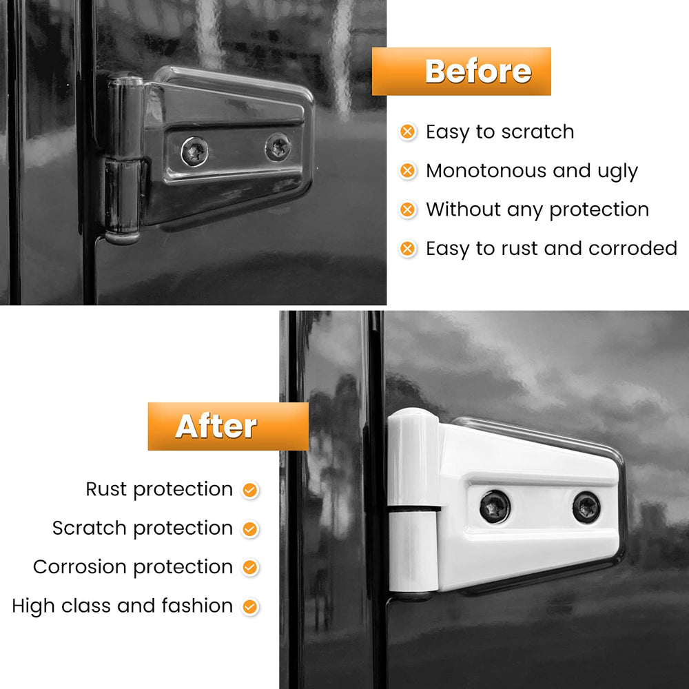 E-cowlboy installed on Jeep rear hinge showing consistent fit and resistance to corrosion