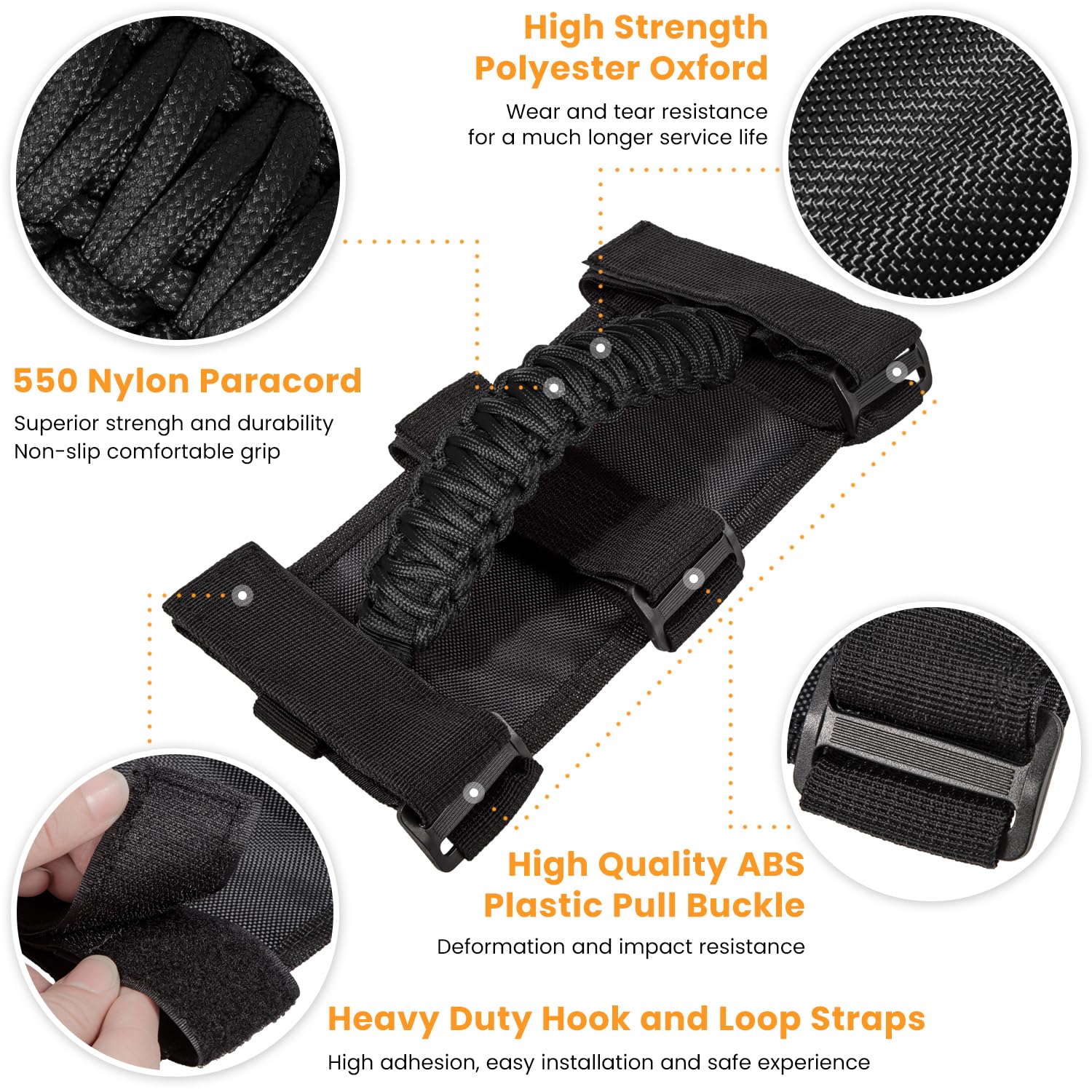 E-cowlboy strap and ABS buckle detail, secure adjustable fastening