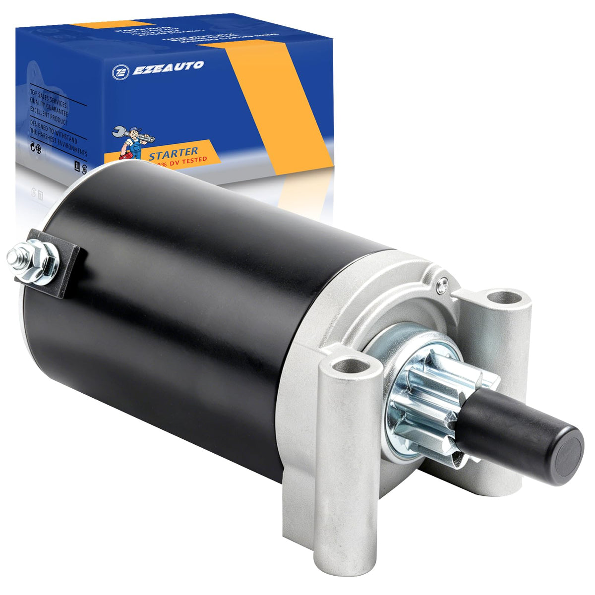 E EZEXPREZE starter front view showing mounting points and improved reliability