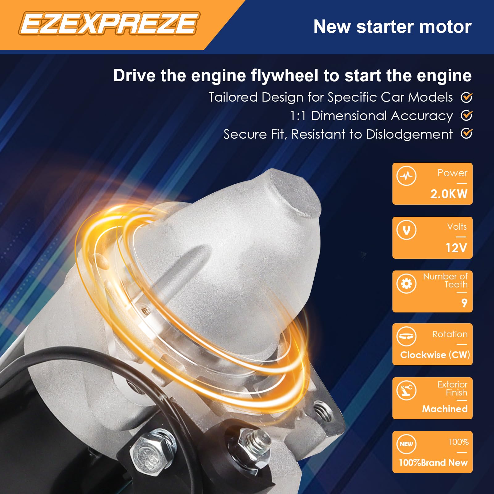 E EZEXPREZE starter pinion teeth close-up highlighting accurate engagement