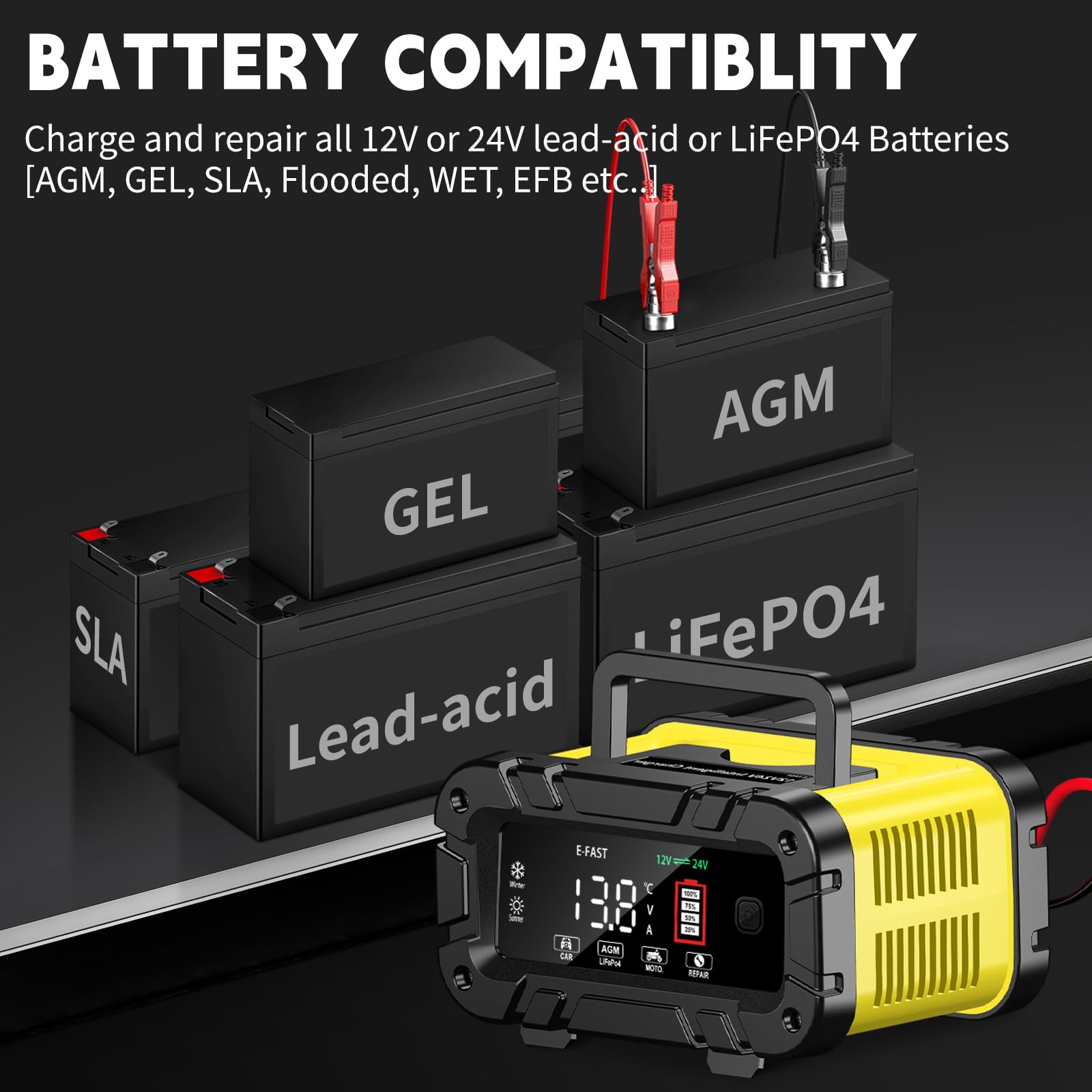 E-FAST repair mode LED lit during desulfation cycle, battery recovery benefit