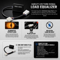 Eagle Lights Equalizer plugged into Harley under-seat harness for easy plug-and-play