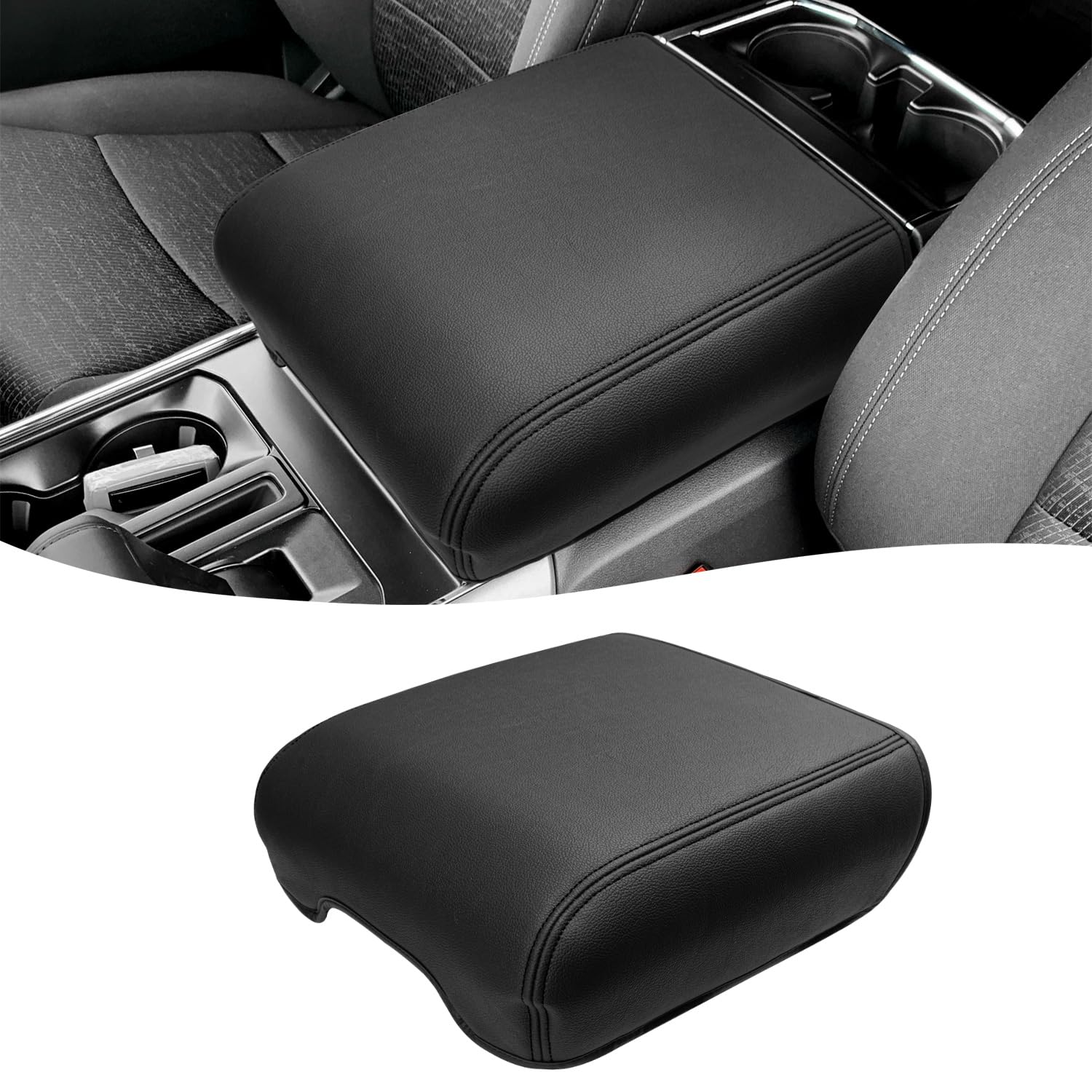 Eaglecover front view of center console cover showing precise fit and finished look for Ford F150