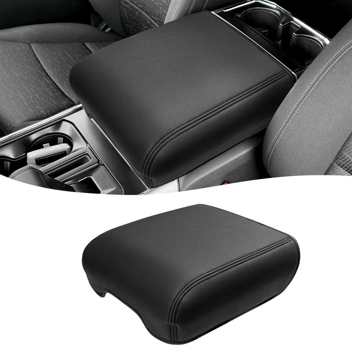 Eaglecover front view of center console cover showing precise fit and finished look for Ford F150