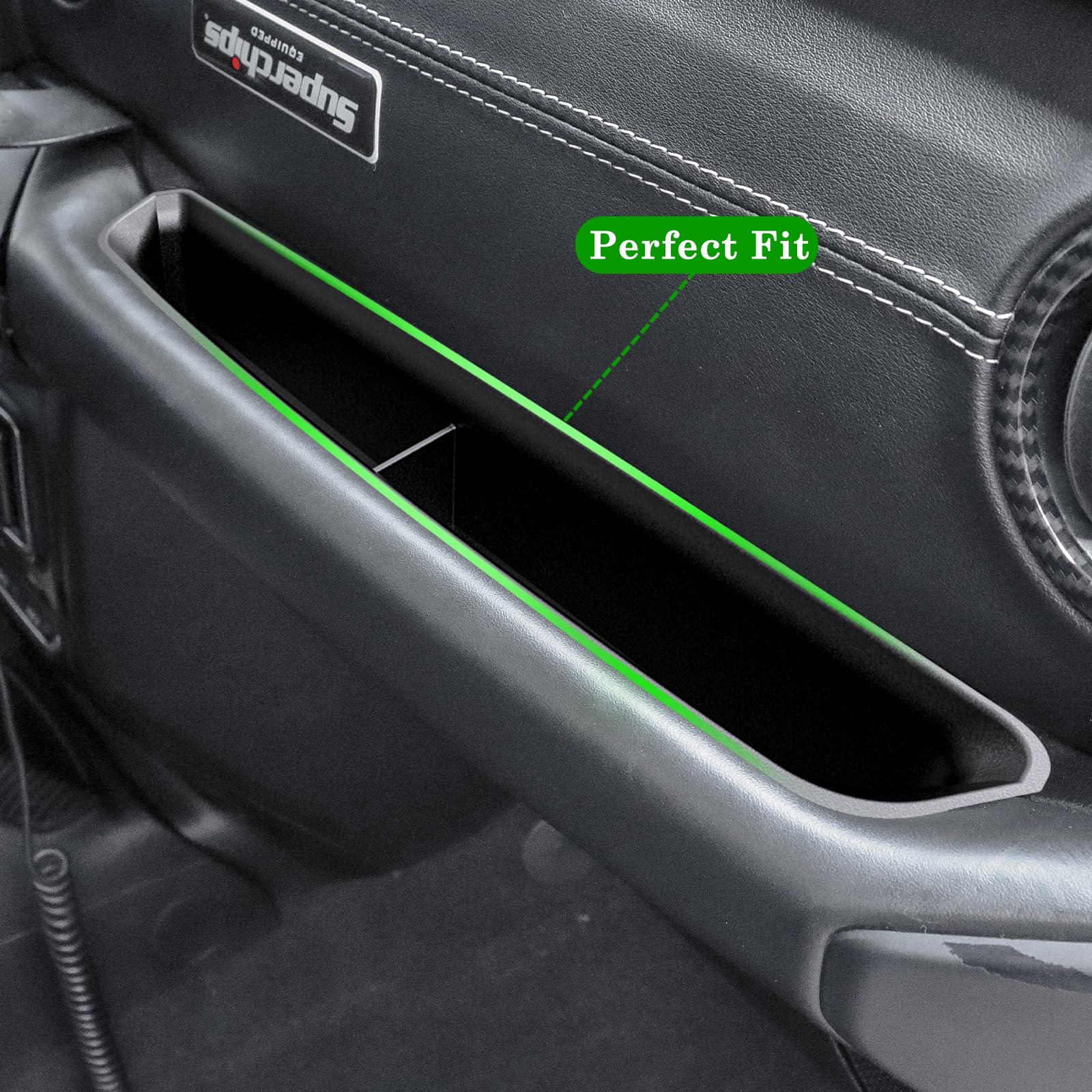 Eamplest size comparison inside Jeep console showing exact fit and scale
