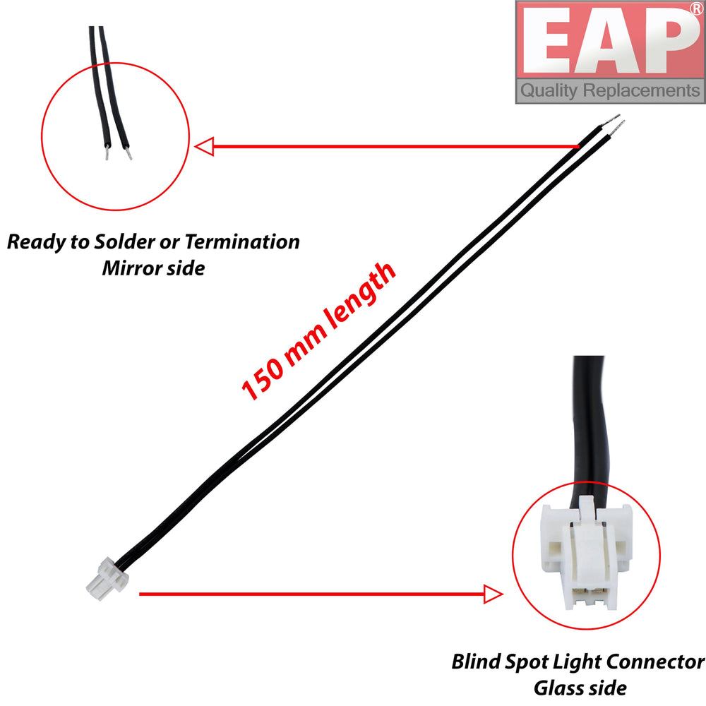 EAP close-up of 5" wires and terminals offering reliable contact