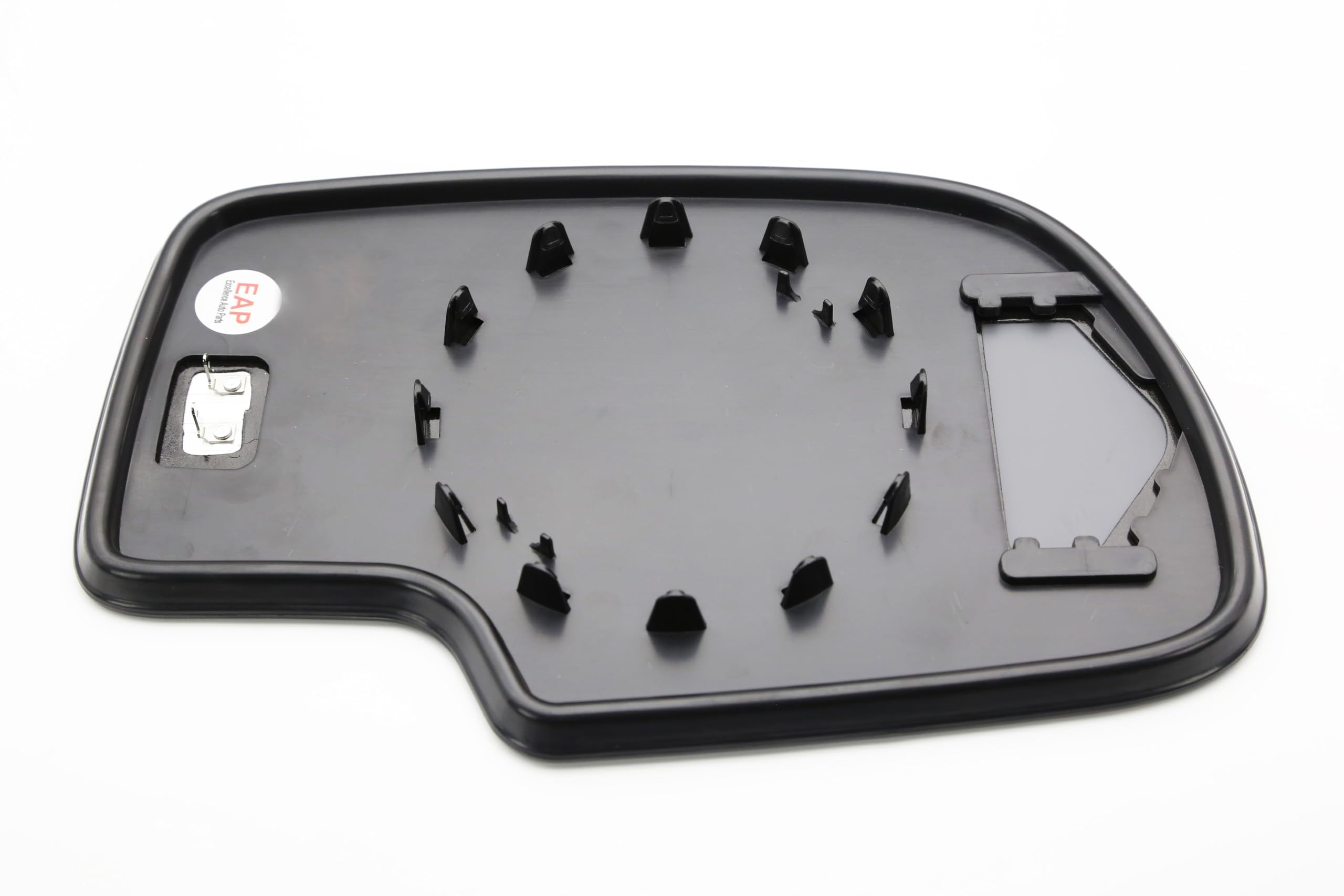 EAP driver side mirror glass next to ruler for size comparison showing correct fit benefit