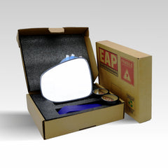 EAP mirror installed on Toyota Tacoma showing scale and improved visibility benefit