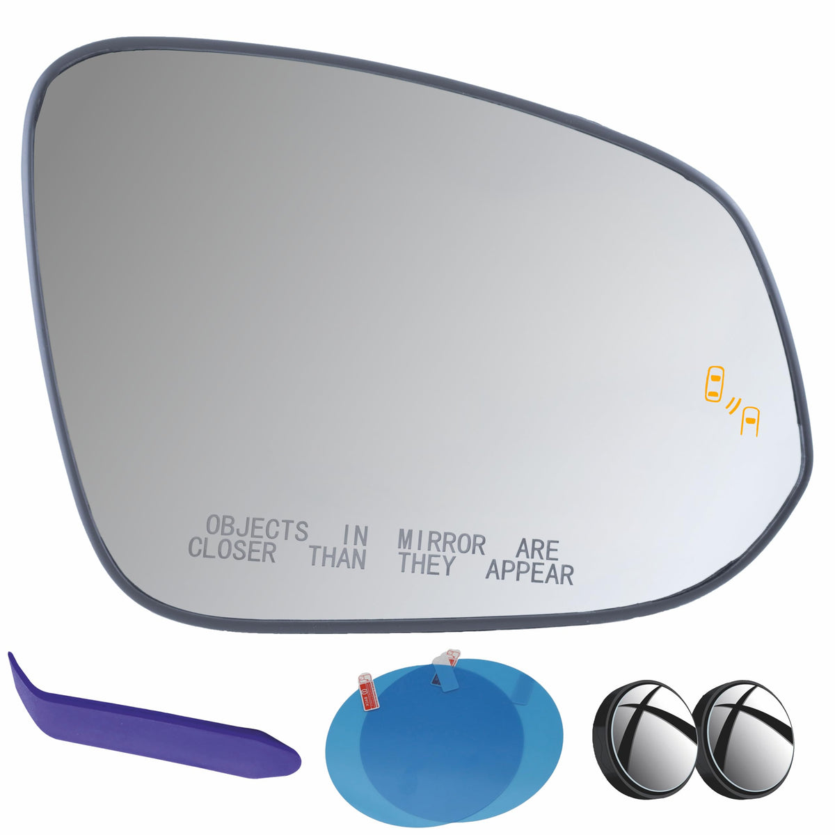 EAP passenger mirror front view showing convex glass and blind-spot light for improved visibility