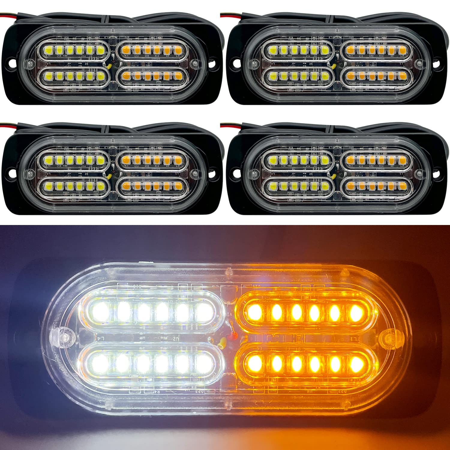 EASE2U E front view of 24‑LED strobe bar showing compact warning light benefit