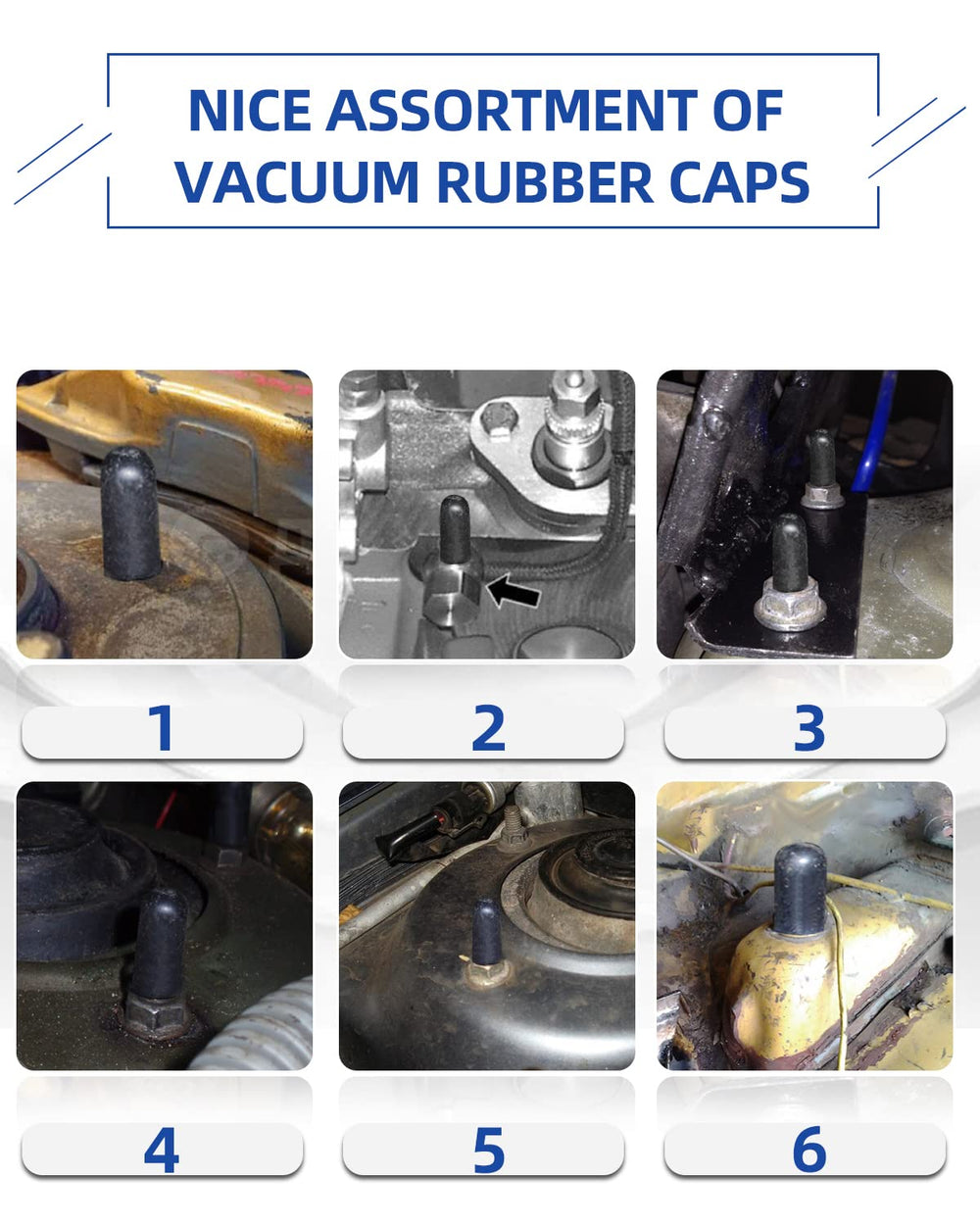 Easily caps installed in engine bay protecting sensors and ports from debris