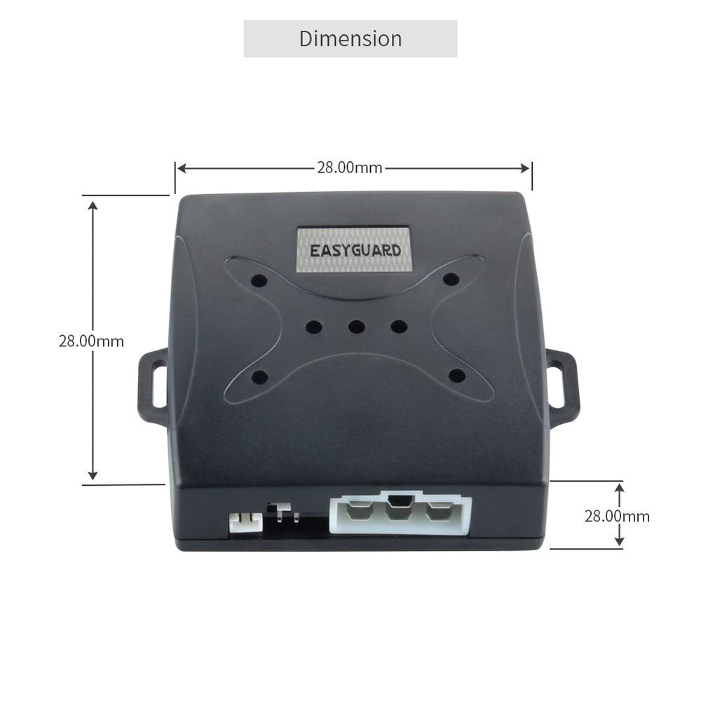 EASYGUARD control module mounted under dash showing compact size and hidden security advantage