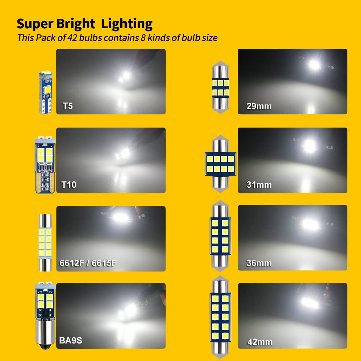 EBAIFUN 3030 LED chip macro showing consistent brightness and cool-white output