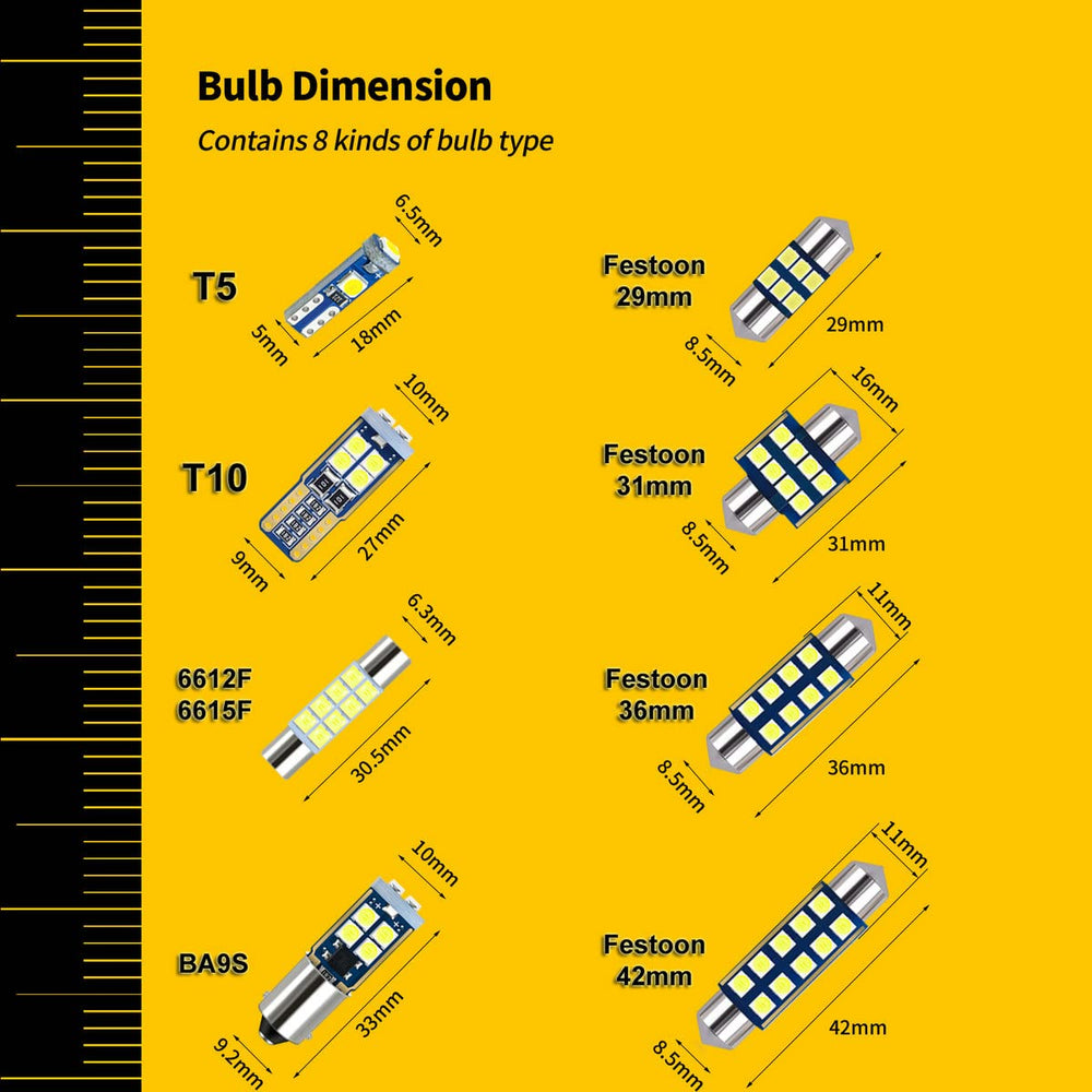 EBAIFUN T10 and BA9S wedge bulbs detail view highlighting plug-and-play benefit