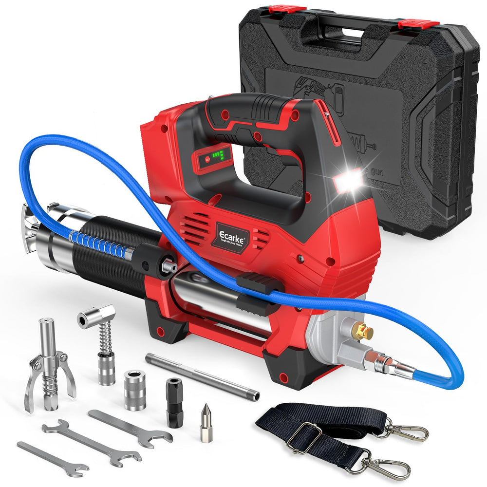 Ecarke front view of tool-only grease gun showcasing compact design and portability