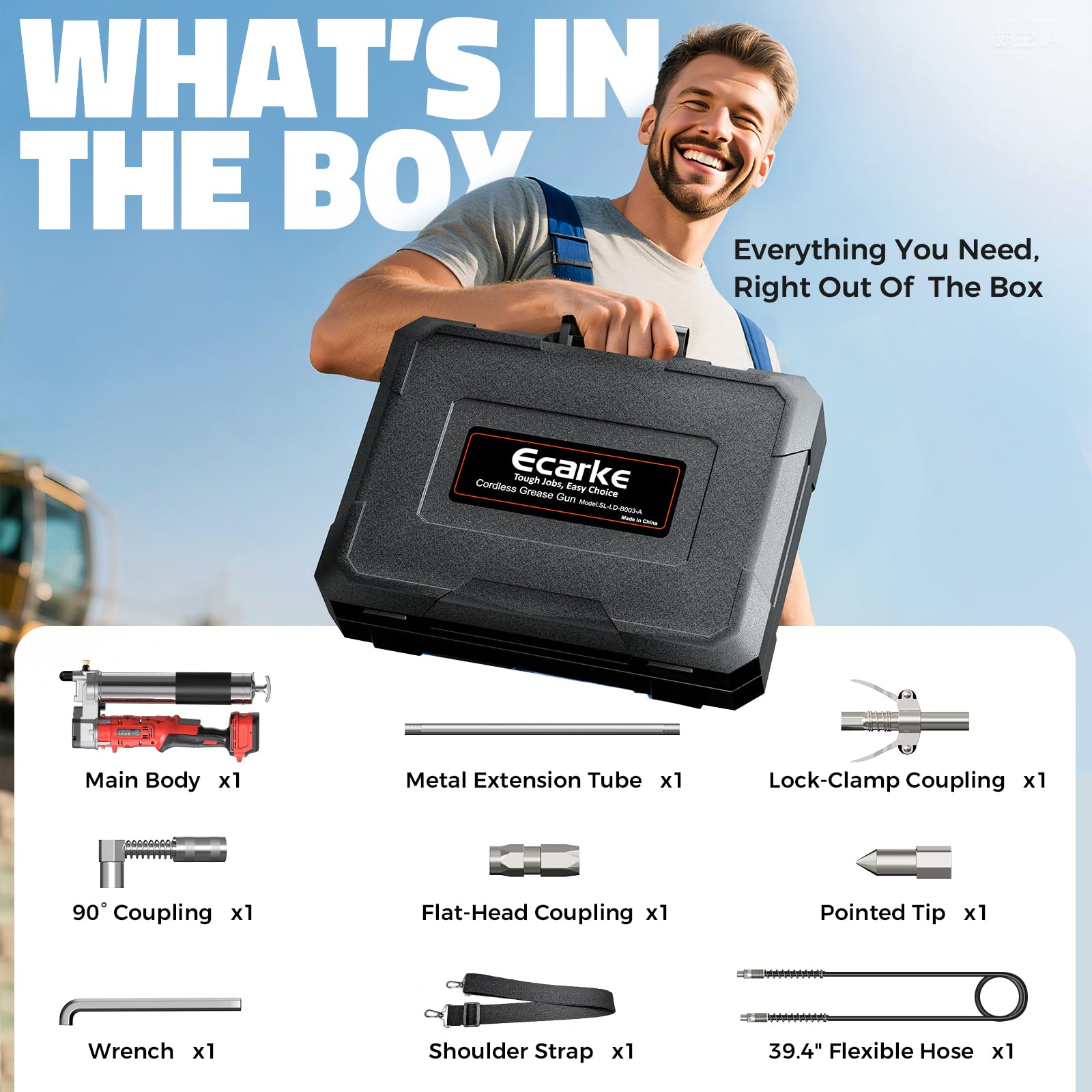 Ecarke in hard carrying case for organized transport and tool protection