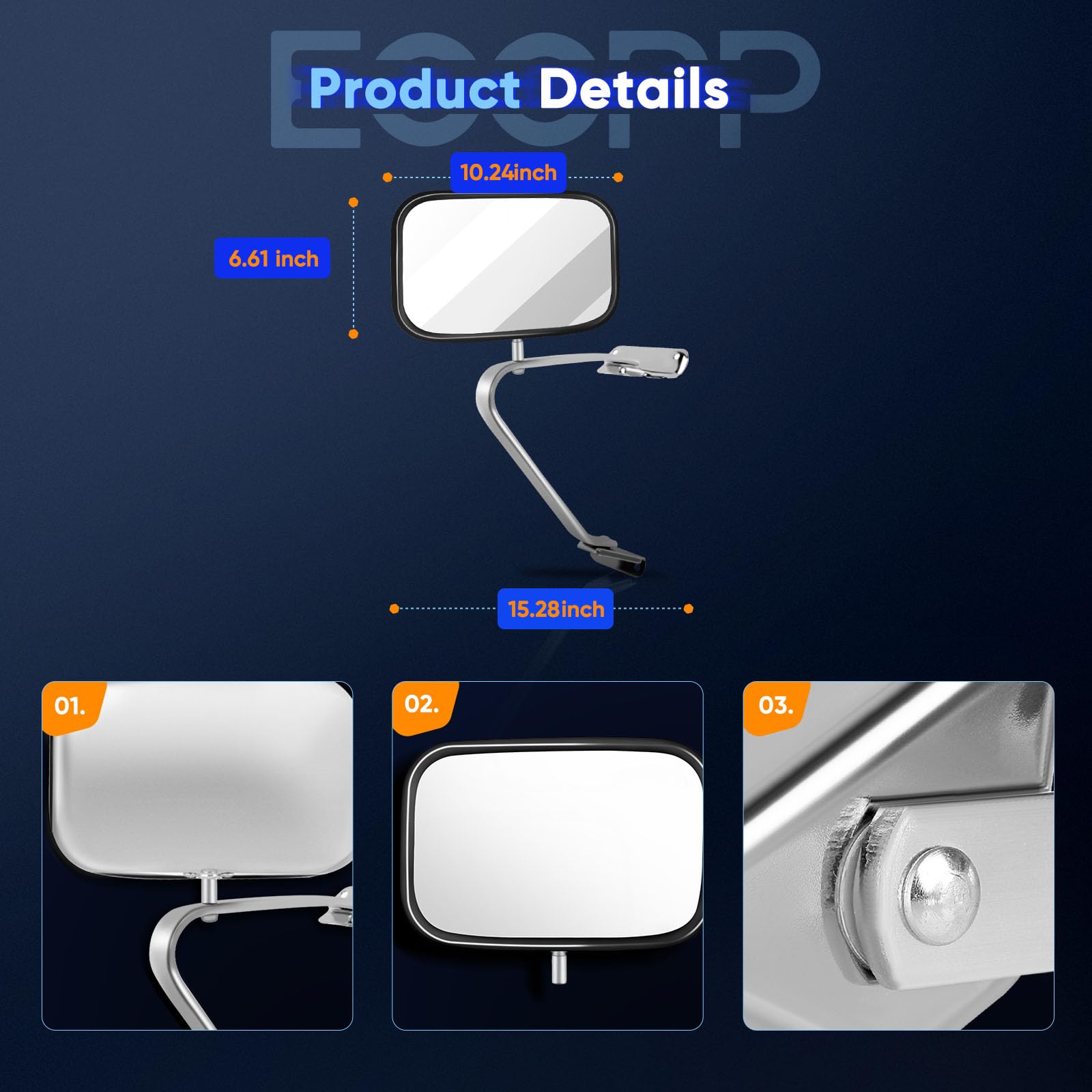 ECCPP mirror mounting points and included hardware for easy install