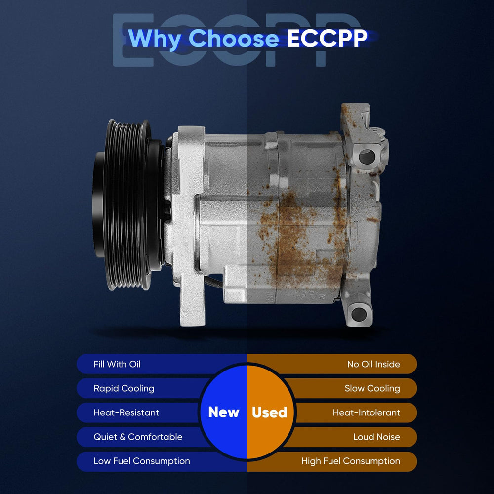 ECCPP label and part numbers on compressor for easy OEM cross-reference and verification